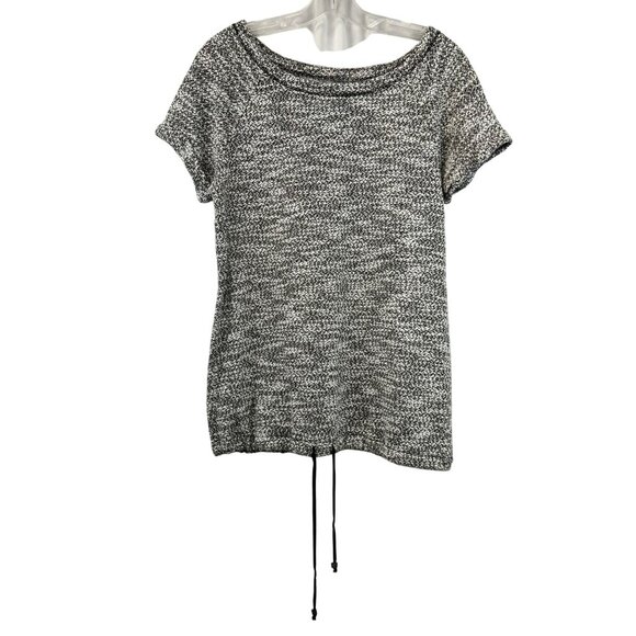 Lou & Grey Womens Short Sleeve Top Drawstring Hem Black/White Medium - Picture 1 of 8